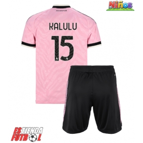 Juventus Pierre Kalulu #15 Segunda Equipación Niños 2026-27 Manga Corta (+ Pantalones cortos)